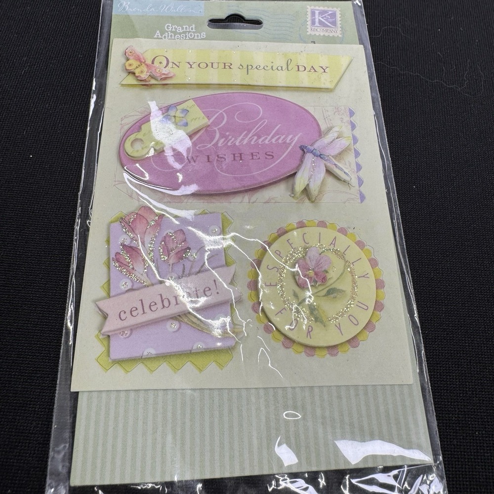 Brenda Walton Beyond Postmarks Grand Adhesions Birthday Pack -new